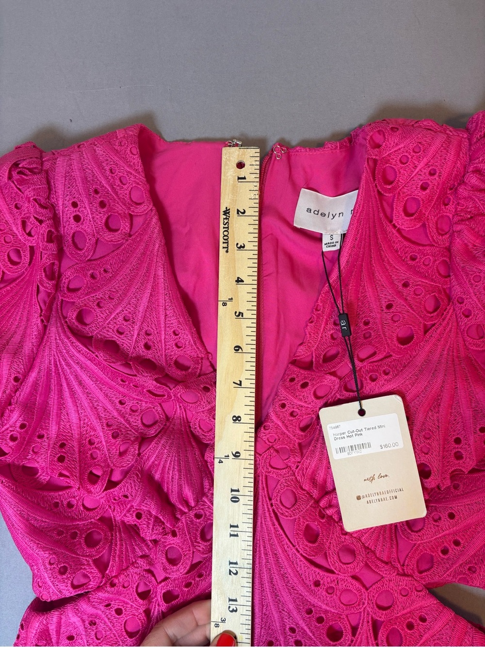 New with tags Elegant Fuchsia Lace Mini Dress by Adalyn Rea - Picture 5 of 9
